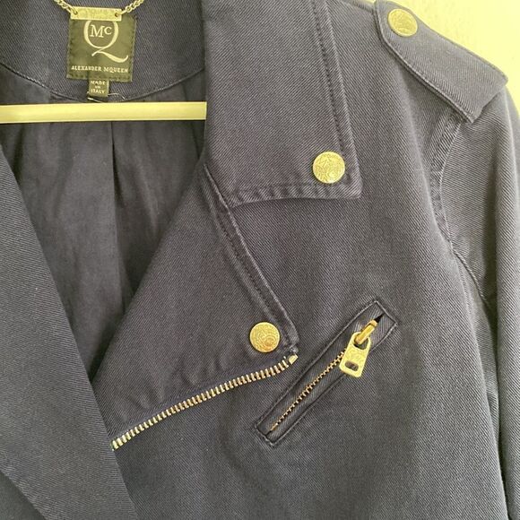 MCQ Alexander McQueen Navy Blue Biker Jacket - Picture 8 of 12